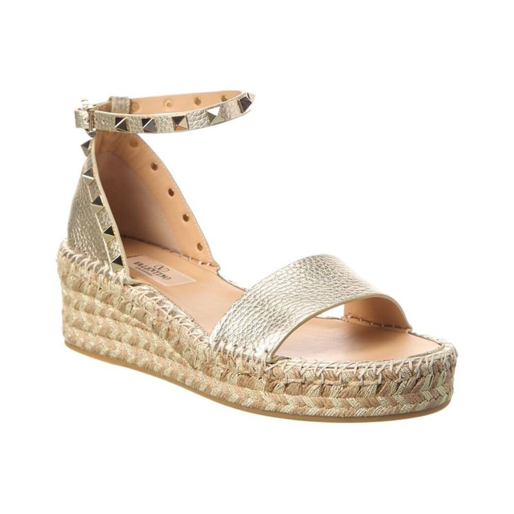 Valentino Rockstud 55 Grainy Leather Platform Sandal